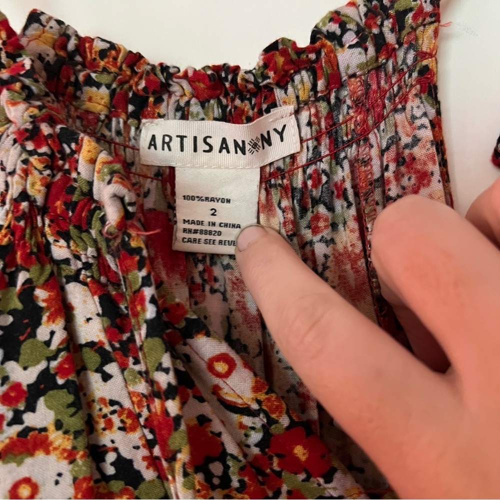 Artisan NY +Anthro Floral Halter Maxi Dress with Bow Tie Neck – Size 2 - Picture 6 of 8